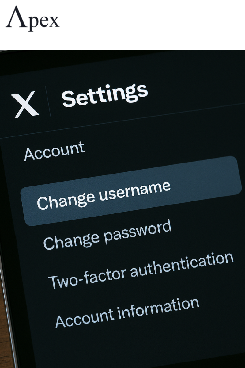 Changing Username on X Close-up of the X app settings screen highlighting the Change Username option